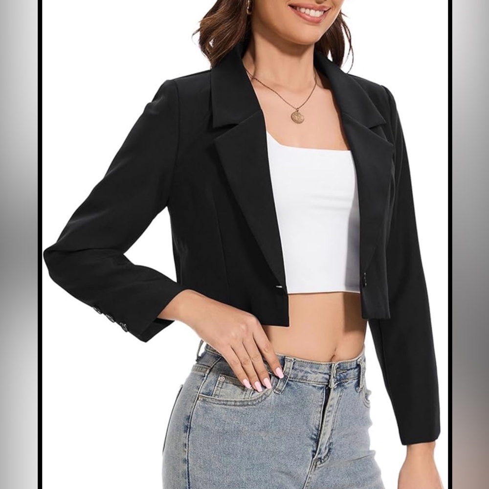 NWT Cider Women's Cropped Black blazer / Jacket Sz XS